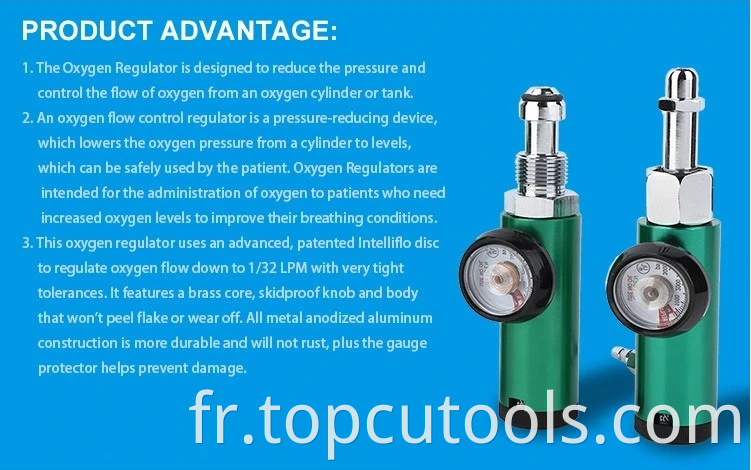 Régulateur de débitmètre de pression d'oxygène médical